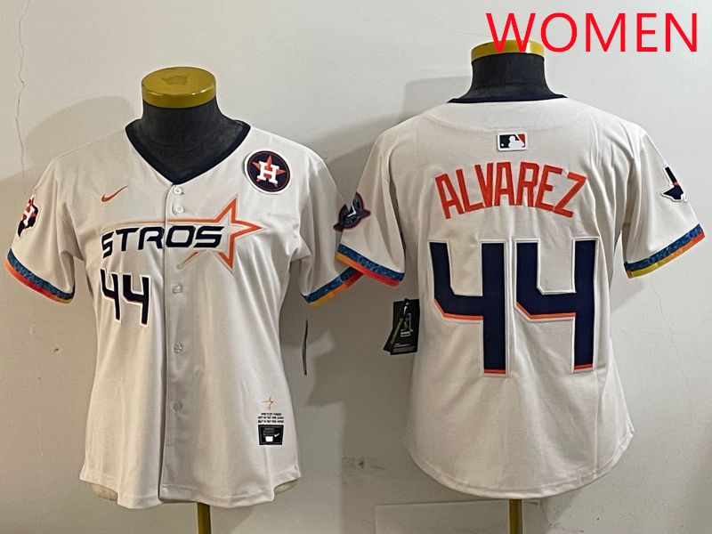 Women Houston Astros 44 Alvarez Cream Fourth generation Joint Name Nike 2025 MLB Jersey style 5